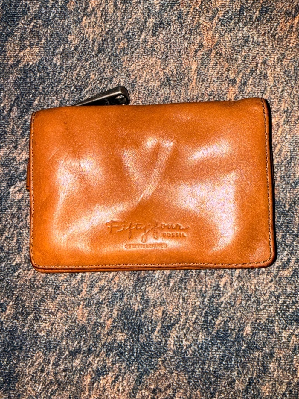 Fossil Fifty-Four Tan Leather Women's Zip Wallet
